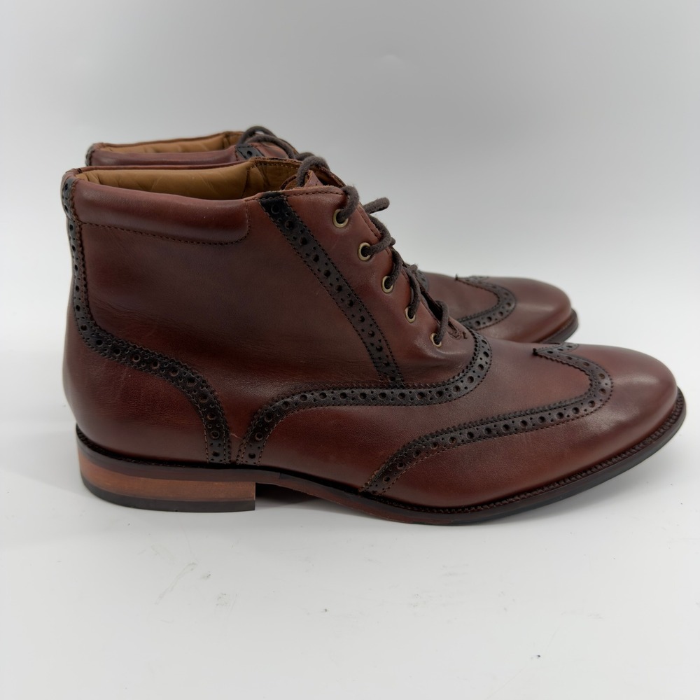 Cole Haan Cambridge Wingtip Boots Mens 11 W Brown Leather Brogue